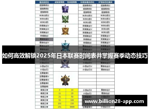 如何高效解锁2025年日本联赛时间表并掌握赛季动态技巧