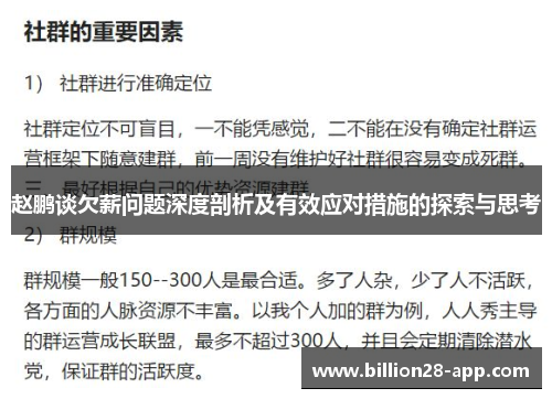 赵鹏谈欠薪问题深度剖析及有效应对措施的探索与思考